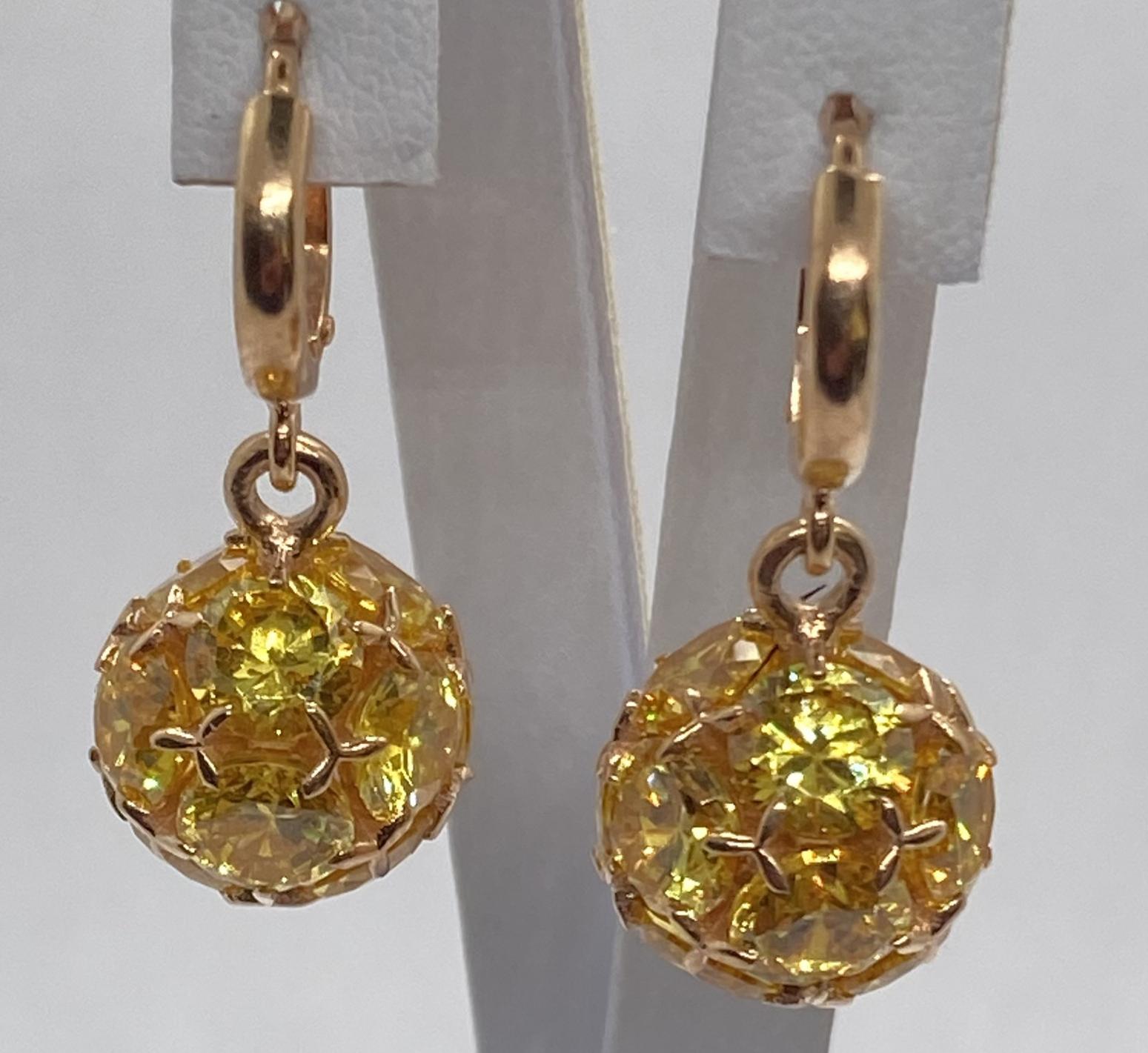 Серьги из красного золота с цирконием (30751562)